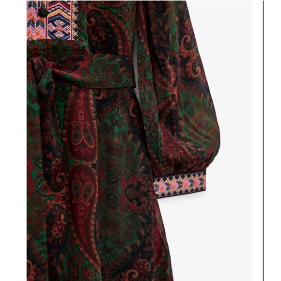 NWT Zara Dress with Jacquard Trims - Picture 9 of 11